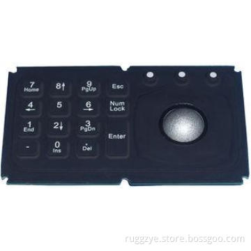 Mini 15 key panel mount keyboard with trackball for medical
